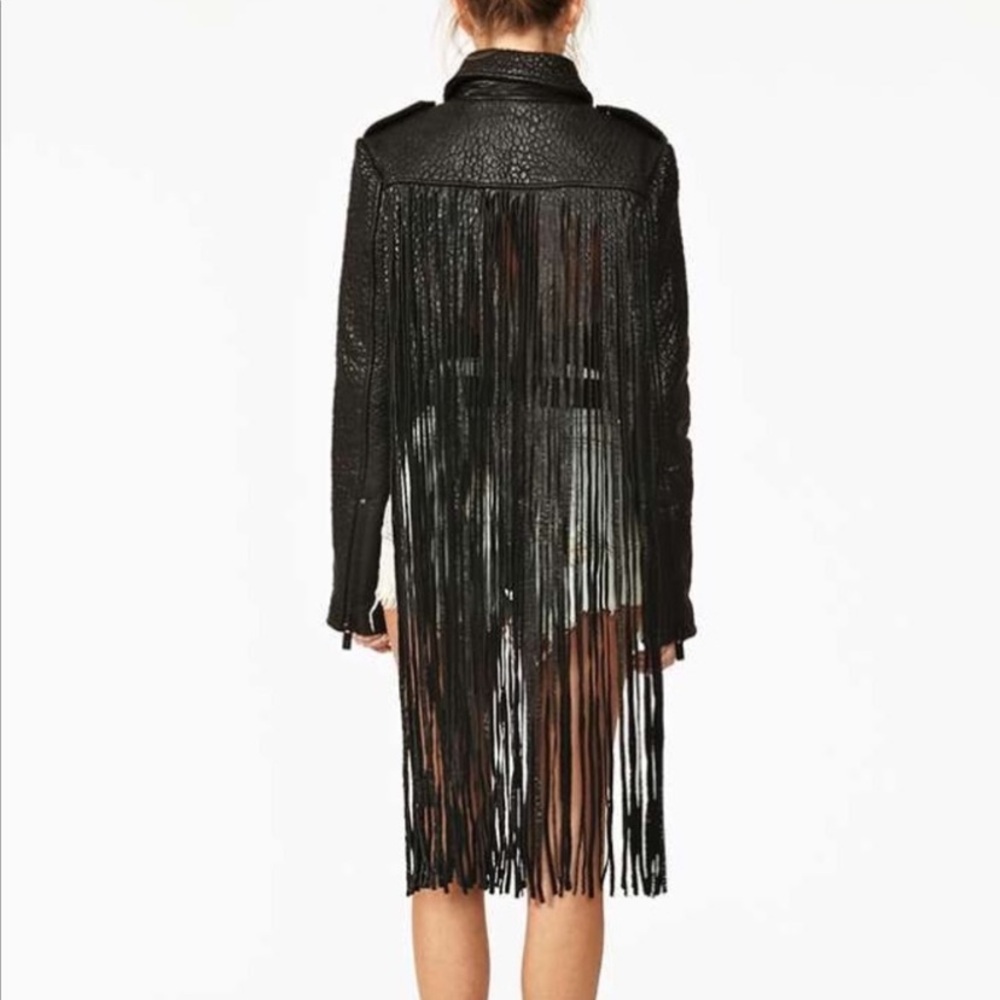 Black Fringe Leather Jacket